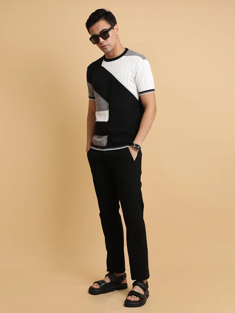 Maniac  Maniac Mens Italy Linen Solid Black Cotton Trouser for Men | Best Price UAE
